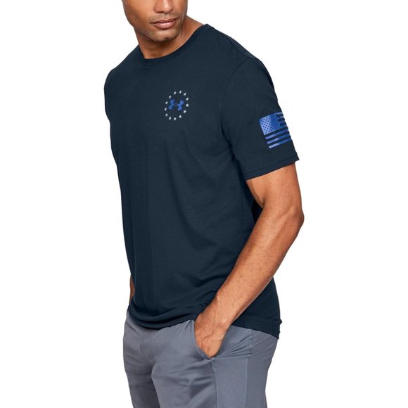 Under Armour Freedom T-Shirt Short Sleeve Blue Men's Size 1352148 408 - Picture 4 of 5